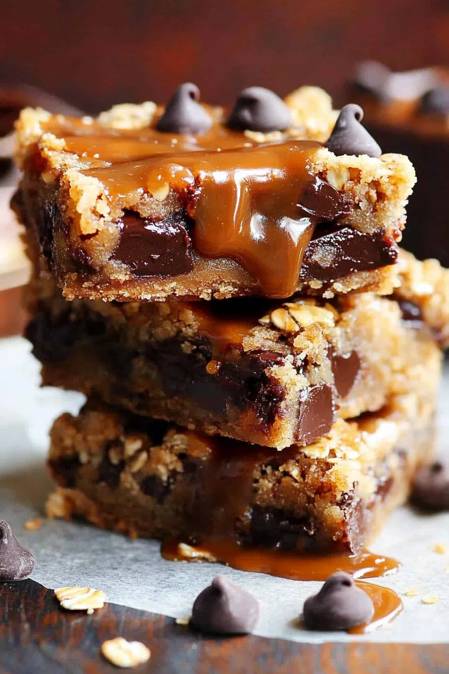 Close-up of a freshly cut bar showing rich chocolate and caramel swirls.