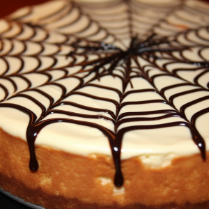 Chocolate Spiderweb Pumpkin Cheesecake