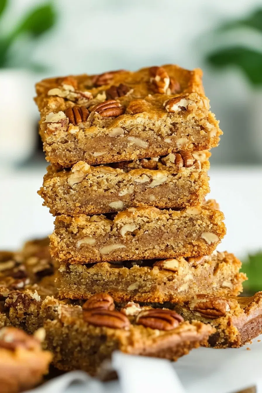 A stack of warm, buttery bread slices with a drizzle of honey on top.