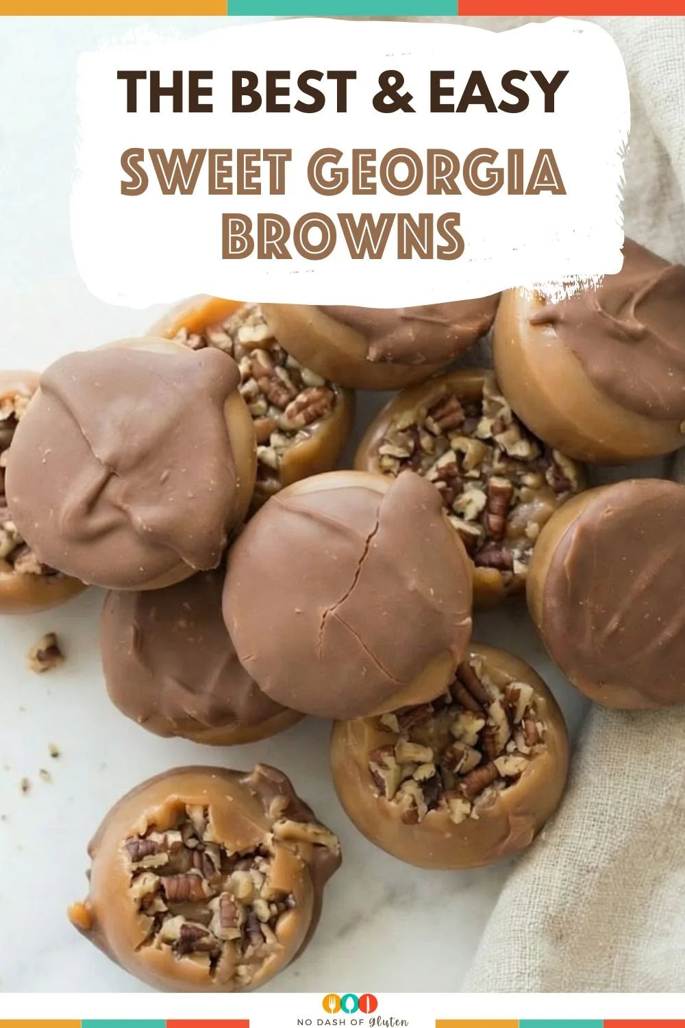 Finished pecan caramel chocolate candies photographed for pinterest