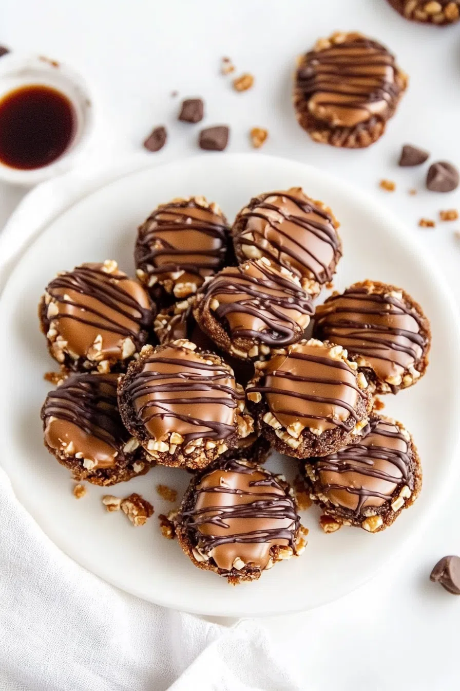 A stack of cookies on a rustic plate, highlighting their rich texture.