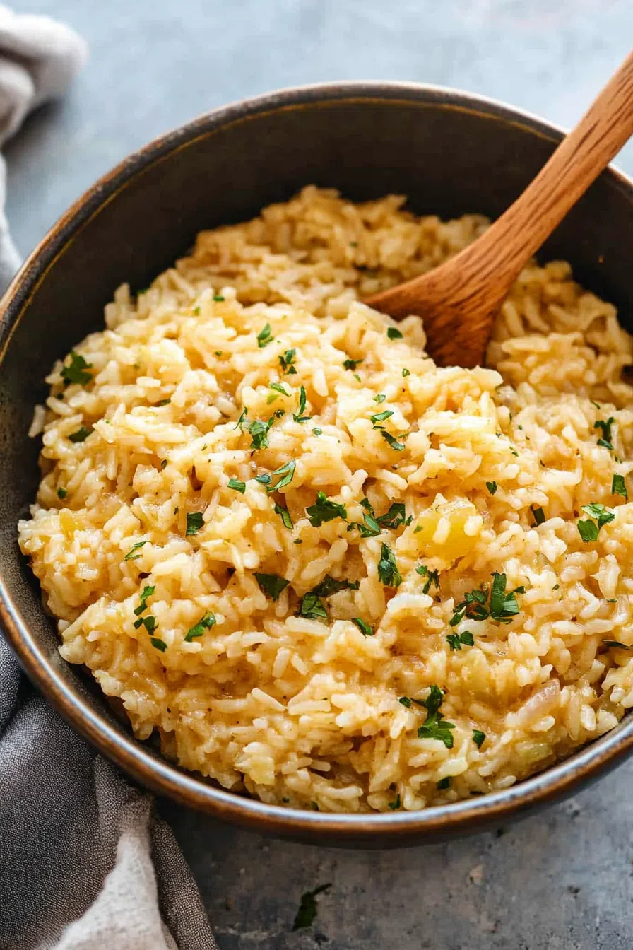 Close-up of a simple comfort meal with a smooth, hearty texture.