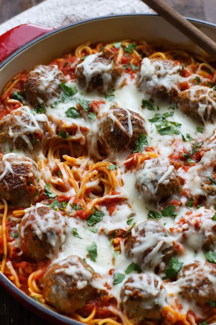 Cheesy pasta dish fresh from the oven with golden, crisp edges.