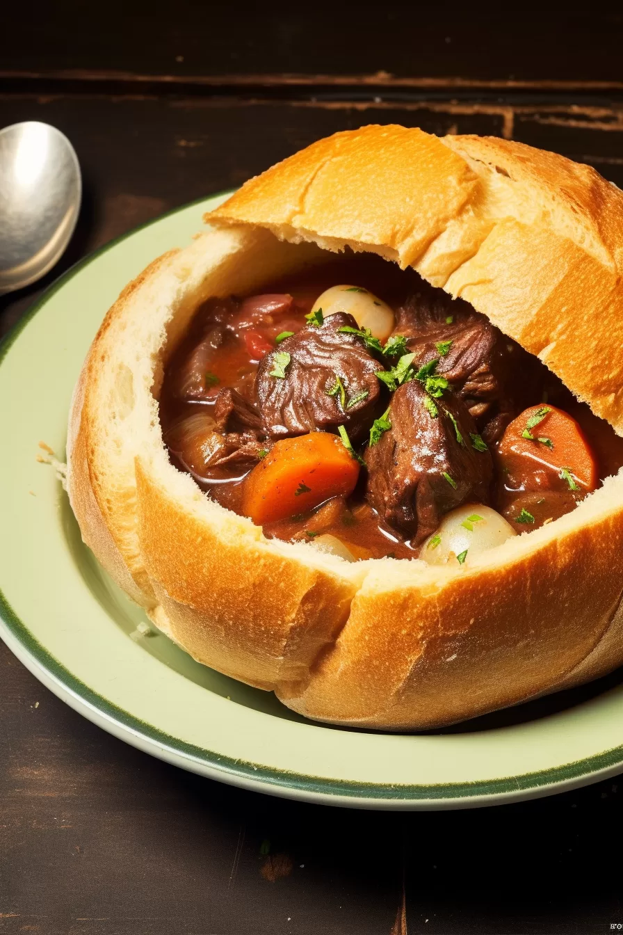 Beef Stew in a Bread Bowl