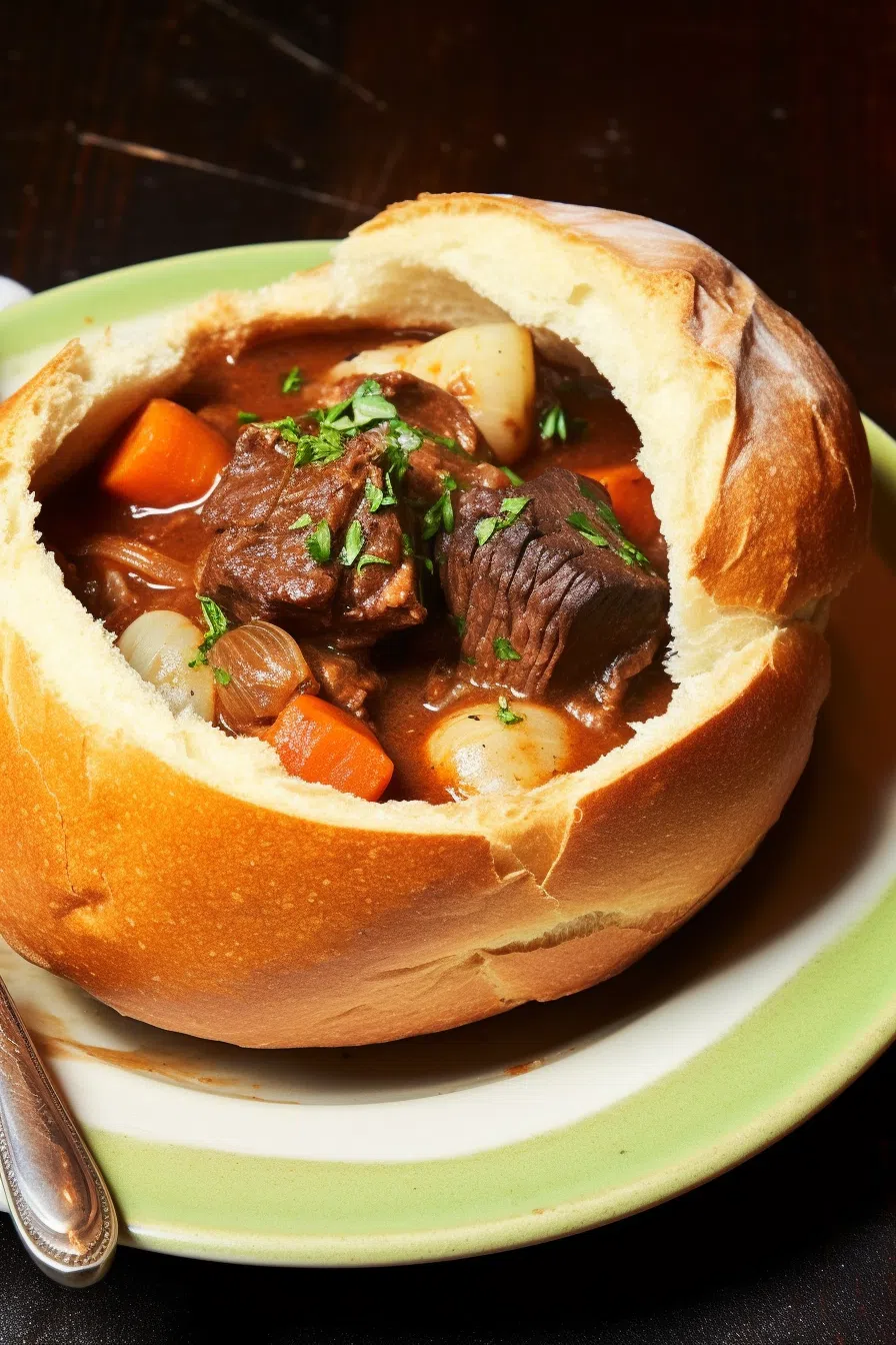 Beef Stew in a Bread Bowl