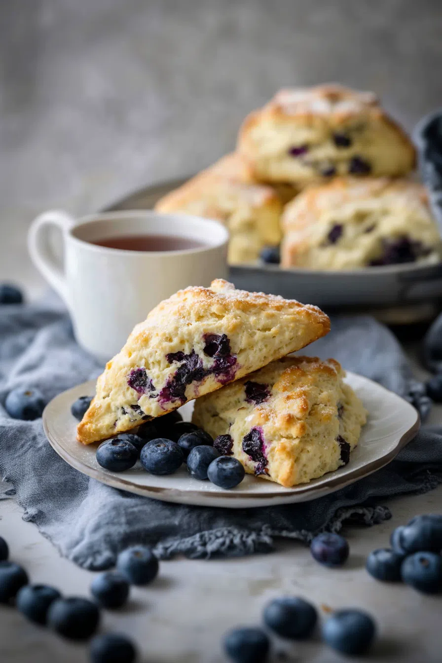 A rustic breakfast setup with warm pastries and a hot beverage.