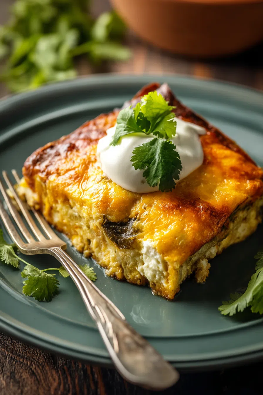 A hearty slice plated beside a fork, ready to be served.