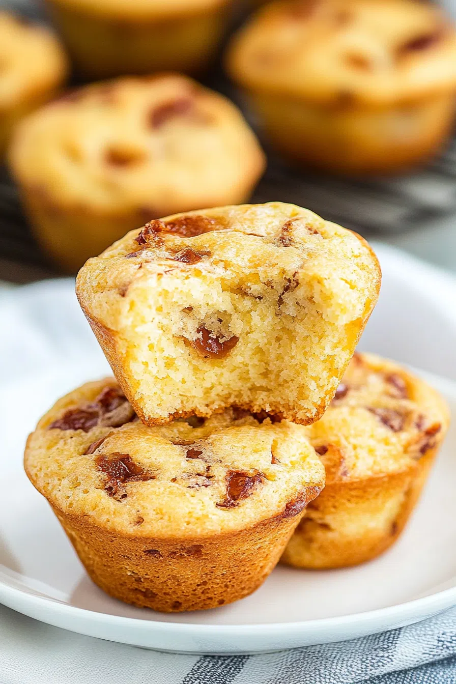 Fluffy, golden mini egg rounds served on a rustic breakfast plate.
