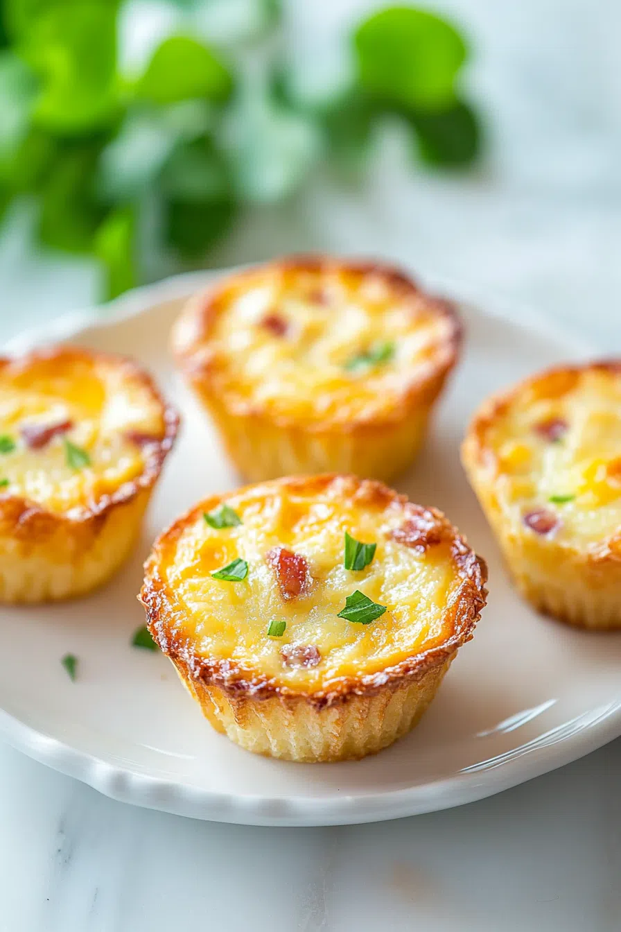 Bite-sized egg portions arranged on a ceramic plate, garnished with herbs.