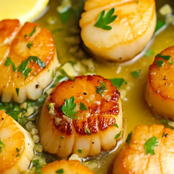 Garlic Lemon Butter Seared Scallops