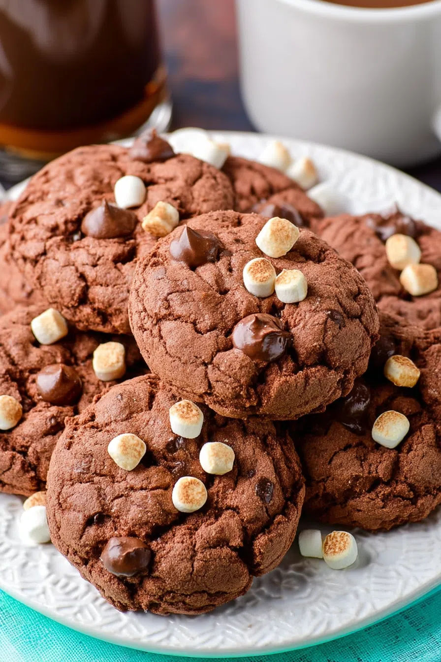 Overhead view of dessert-style cookies next to a festive mug.