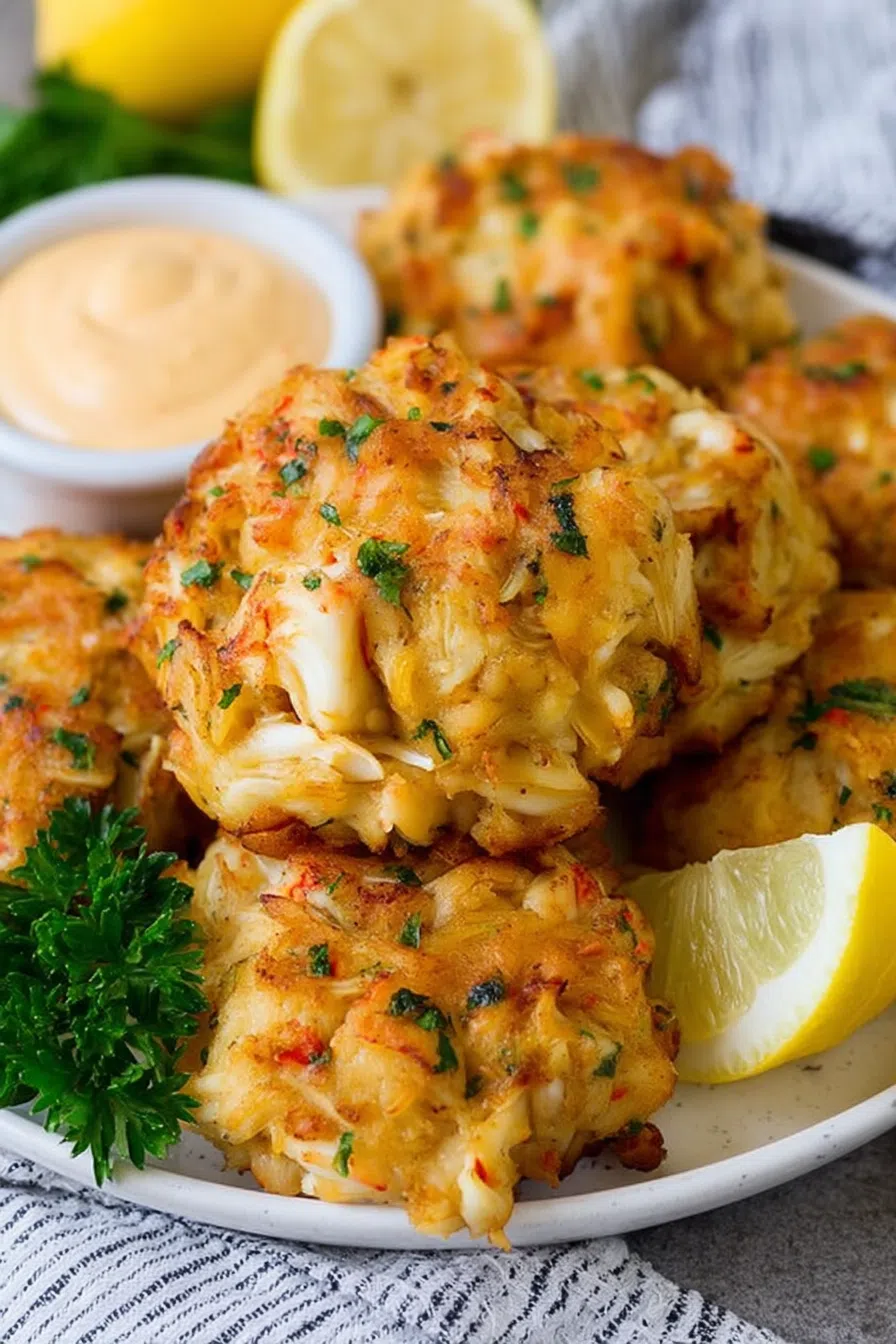 Plate of pan-seared cakes paired with a green salad.