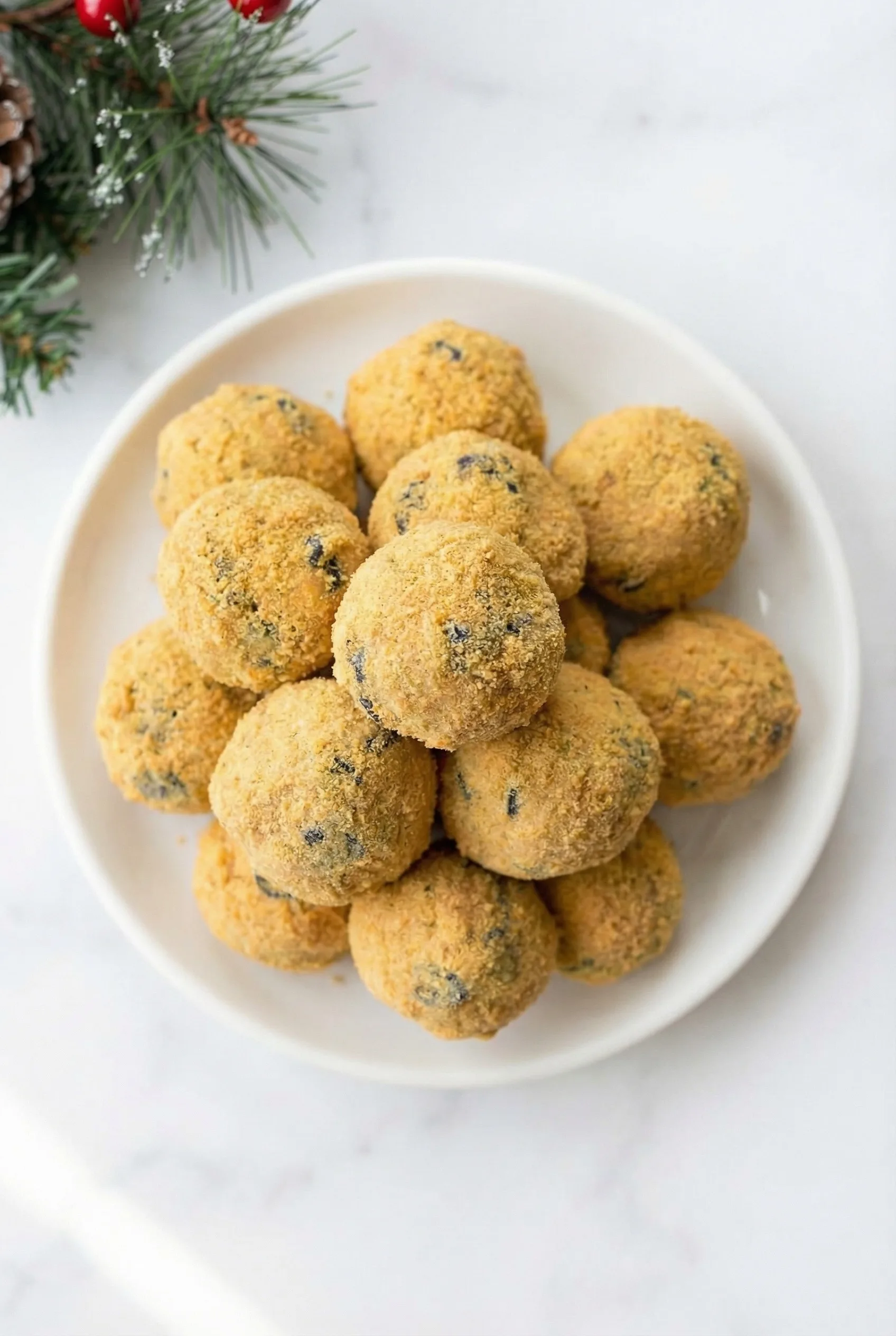 Top-view of Moose Farts treats on a plate highlighting their chewy chocolate and coconut texture