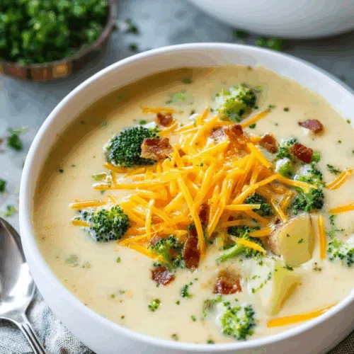 A warm bowl of comfort food with visible chunks of vegetables and melted cheese.