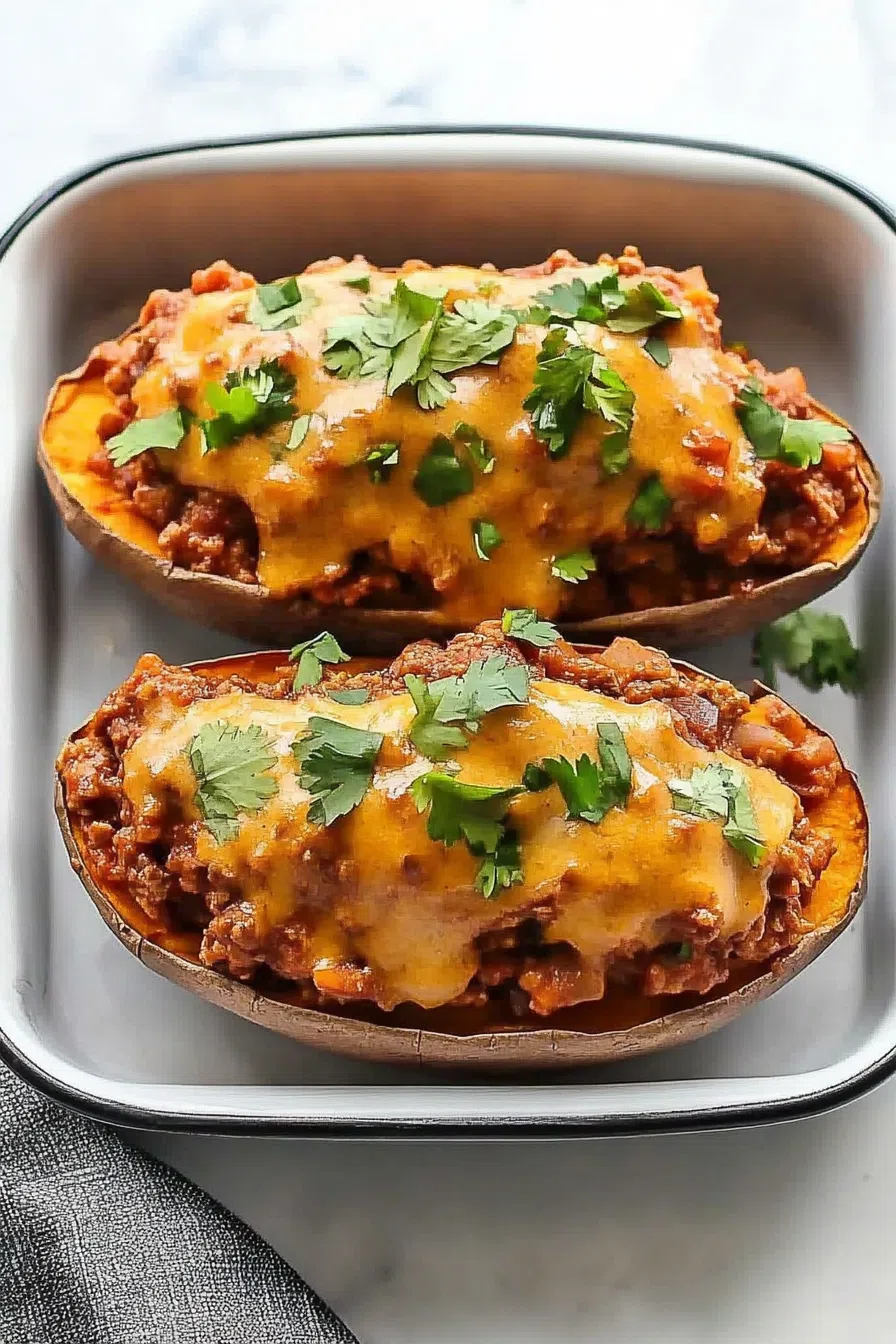 Comfort food styling with fresh herbs sprinkled over a baked dish.