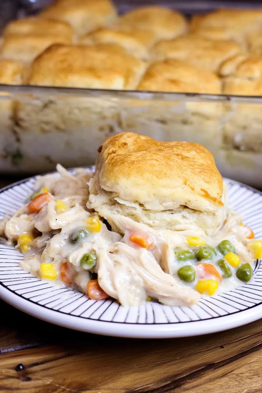 Portion of a warm, savory bake served on a plate with steam rising.