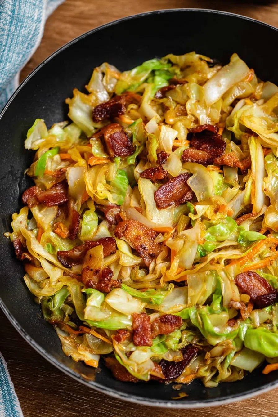 Golden-browned vegetable mix served in a rustic skillet.