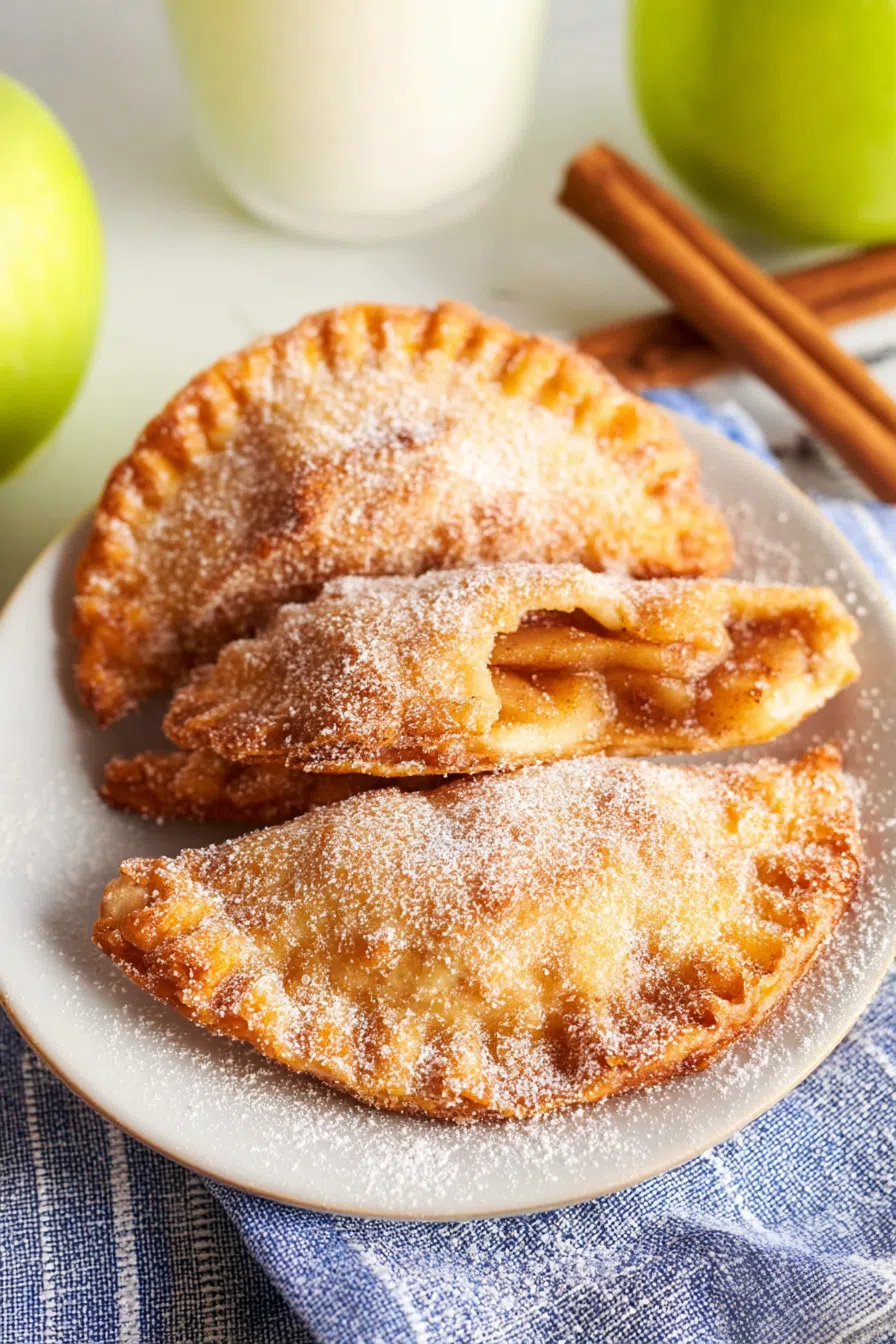 Handheld treats with a glazed finish, stacked in a cozy kitchen setting.