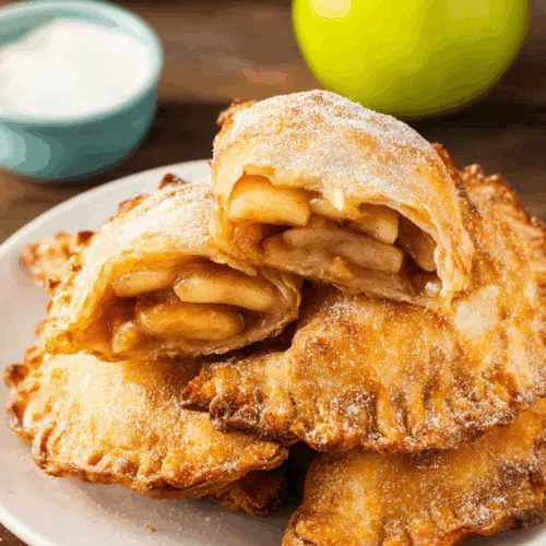 A close-up of the crispy crust with filling slightly peeking through.