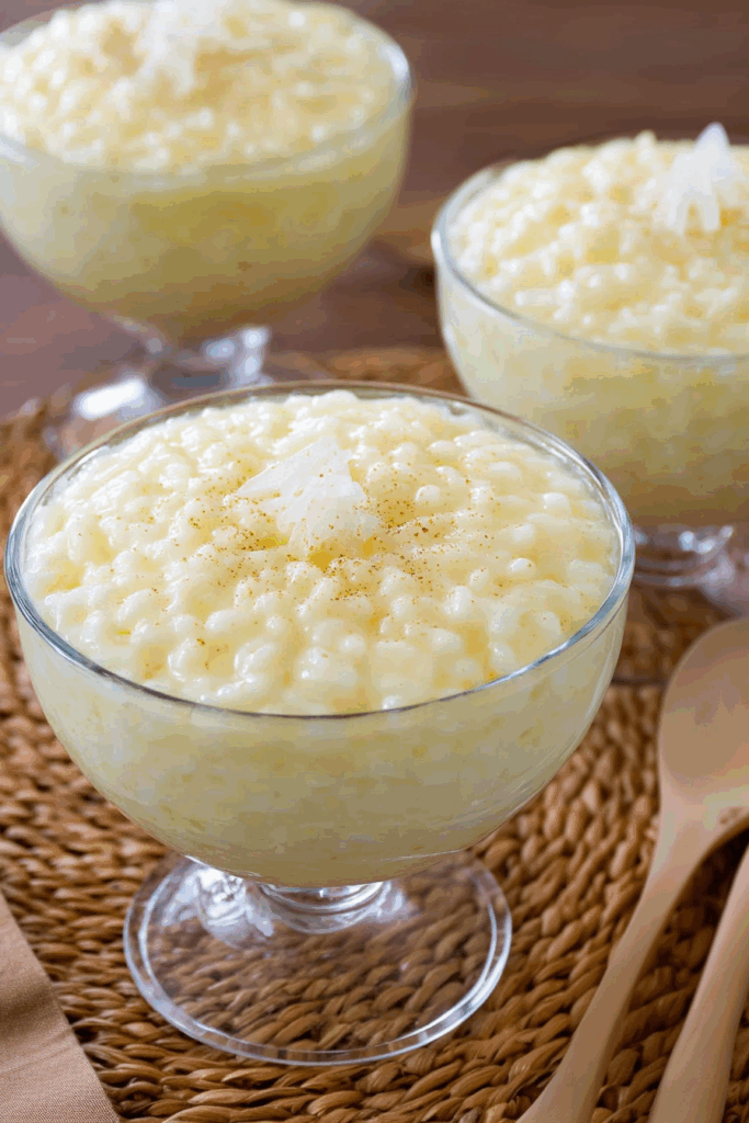 Chilled spoonable treat presented with a swirl of whipped topping.