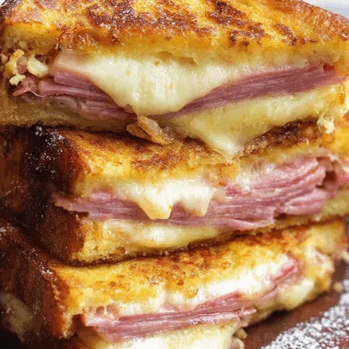 Buttery toast with savory filling, served on a rustic wooden board.