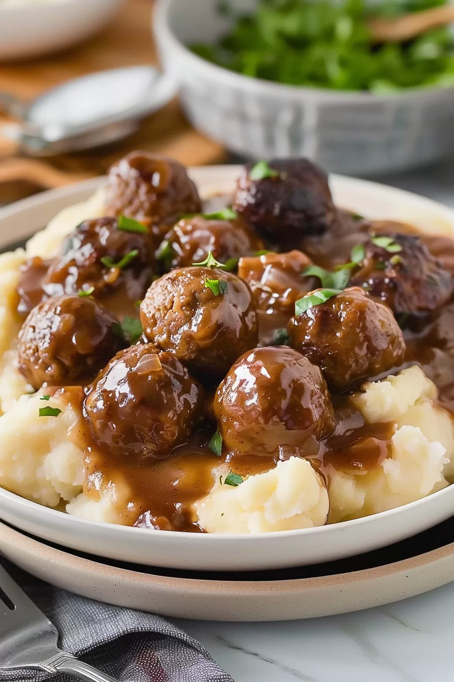 Slow Cooker Salisbury Steak Meatballs Recipe