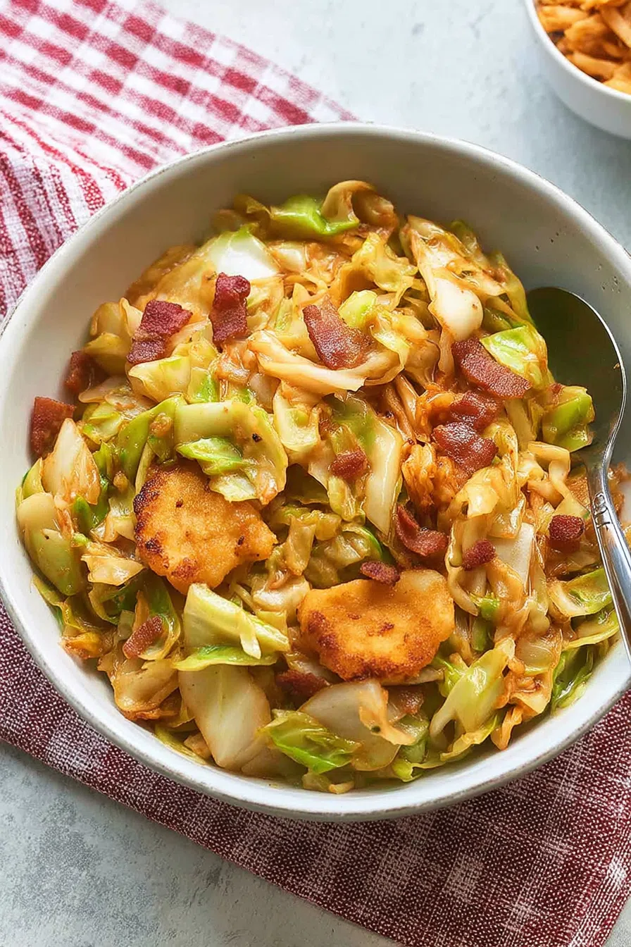 Savory cooked vegetables with browned edges, styled for a cozy dinner scene.