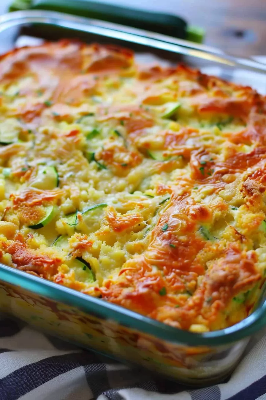 Golden-brown casserole with a crispy cheese topping fresh out of the oven