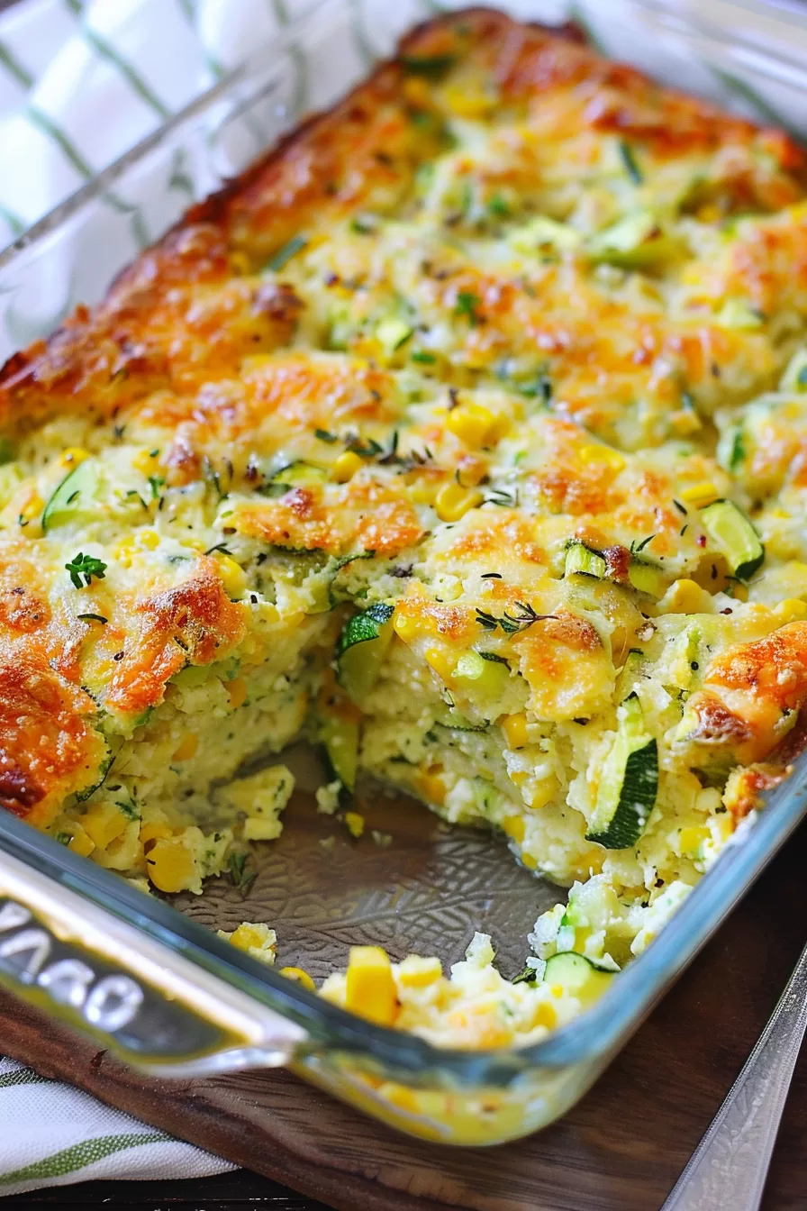 Comforting casserole with hints of zucchini and jalapeño for added flavor