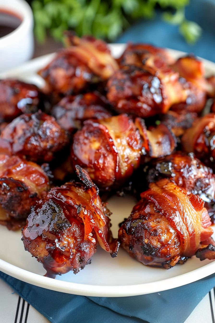 BBQ Bacon Wrapped Meatballs