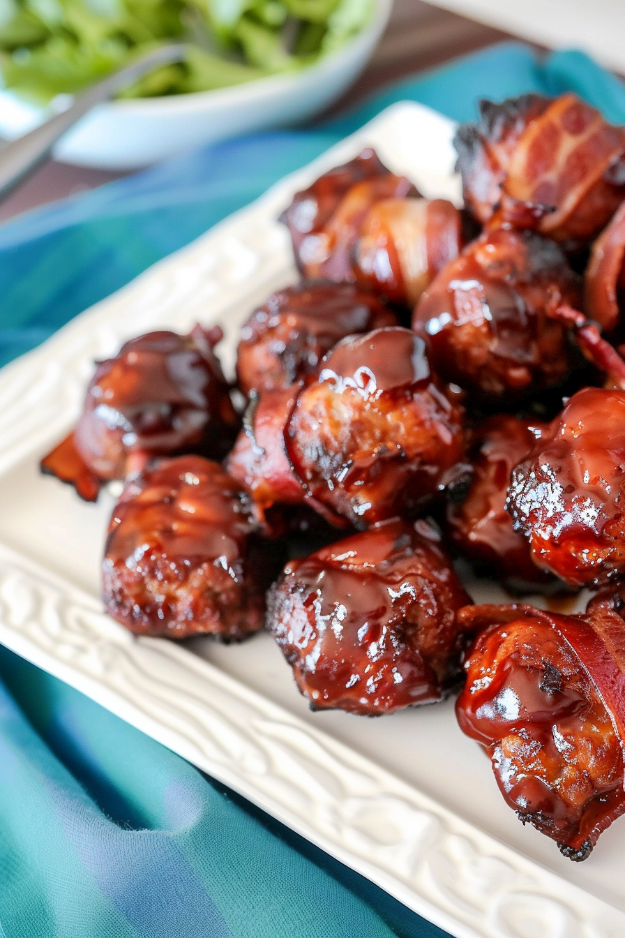 BBQ Bacon Wrapped Meatballs