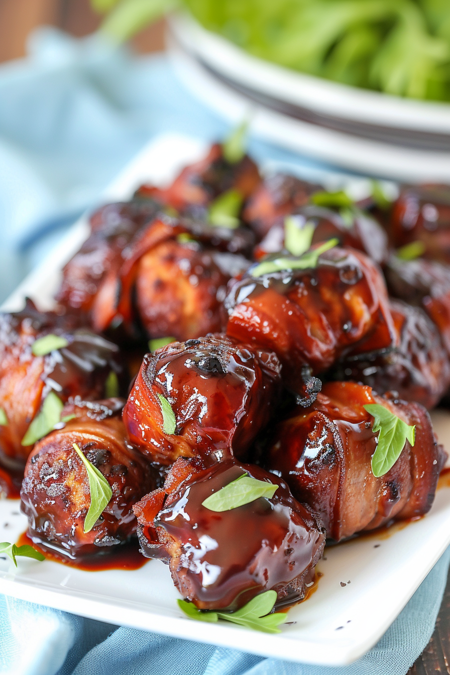 BBQ Bacon Wrapped Meatballs