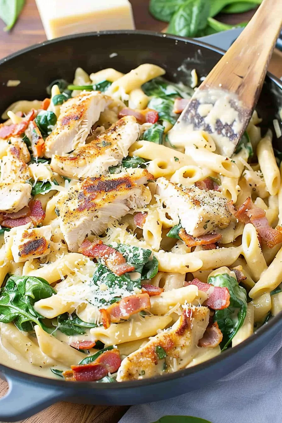 Chicken Bacon Spinach Penne Pasta