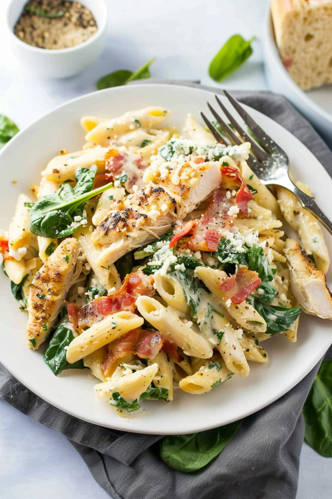 Chicken Bacon Spinach Penne Pasta