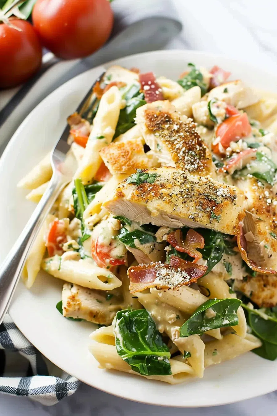 Chicken Bacon Spinach Penne Pasta