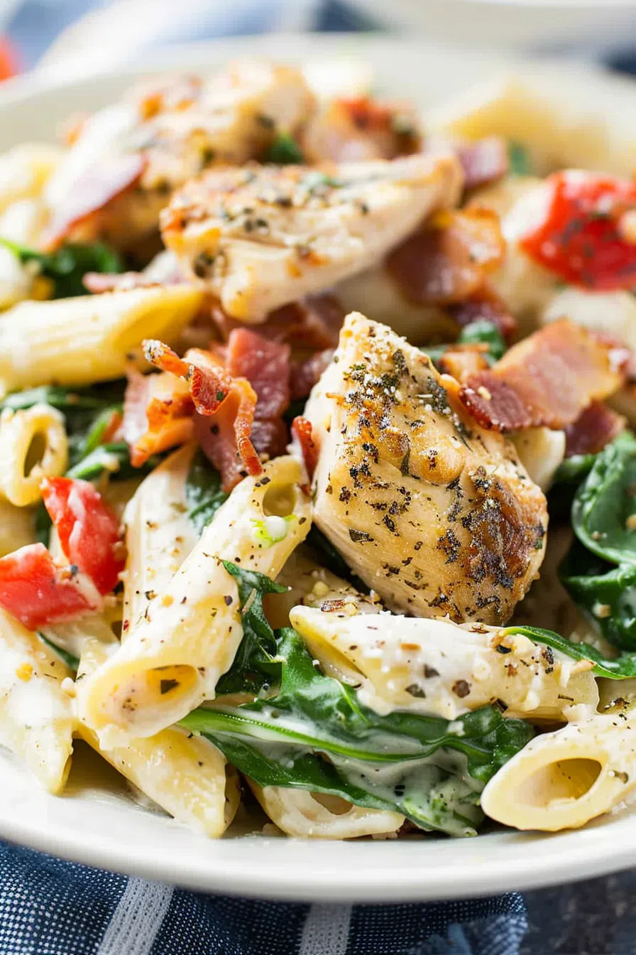 Chicken Bacon Spinach Penne Pasta