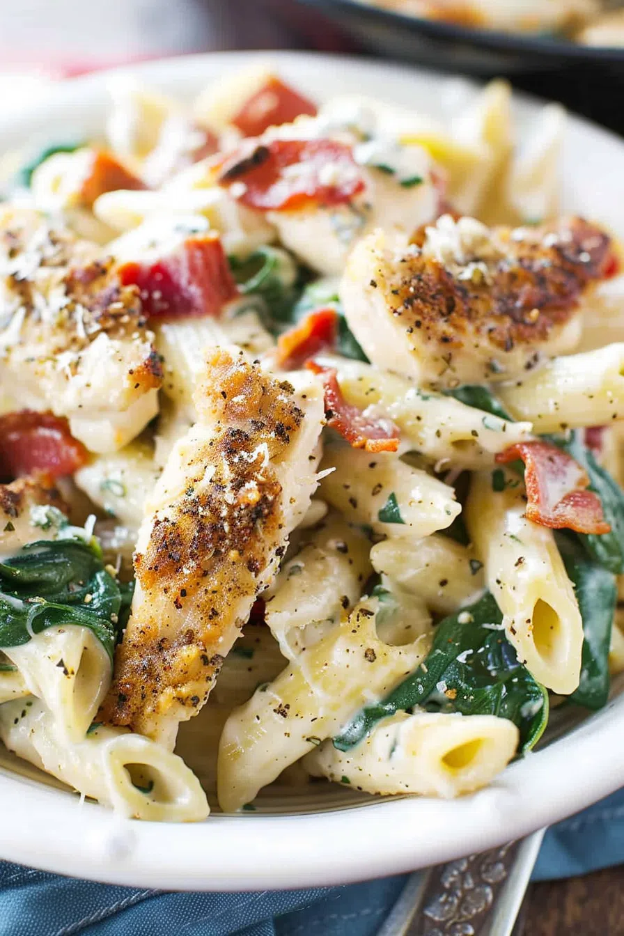 Chicken Bacon Spinach Penne Pasta
