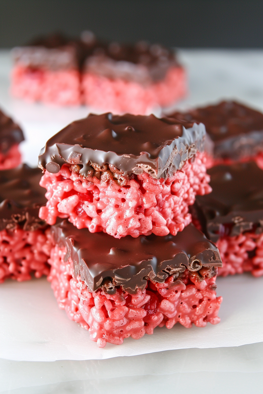 Chocolate Covered Cherry Rice Krispies Treats