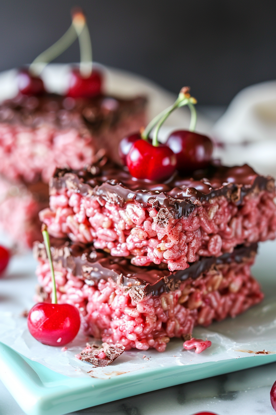 Chocolate Covered Cherry Rice Krispies Treats