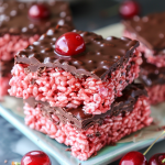 Chocolate Covered Cherry Rice Krispies Treats