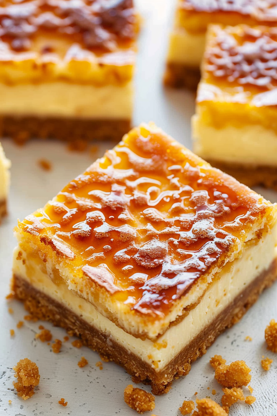 Crème Brûlée Cheesecake Bars with a Crunch