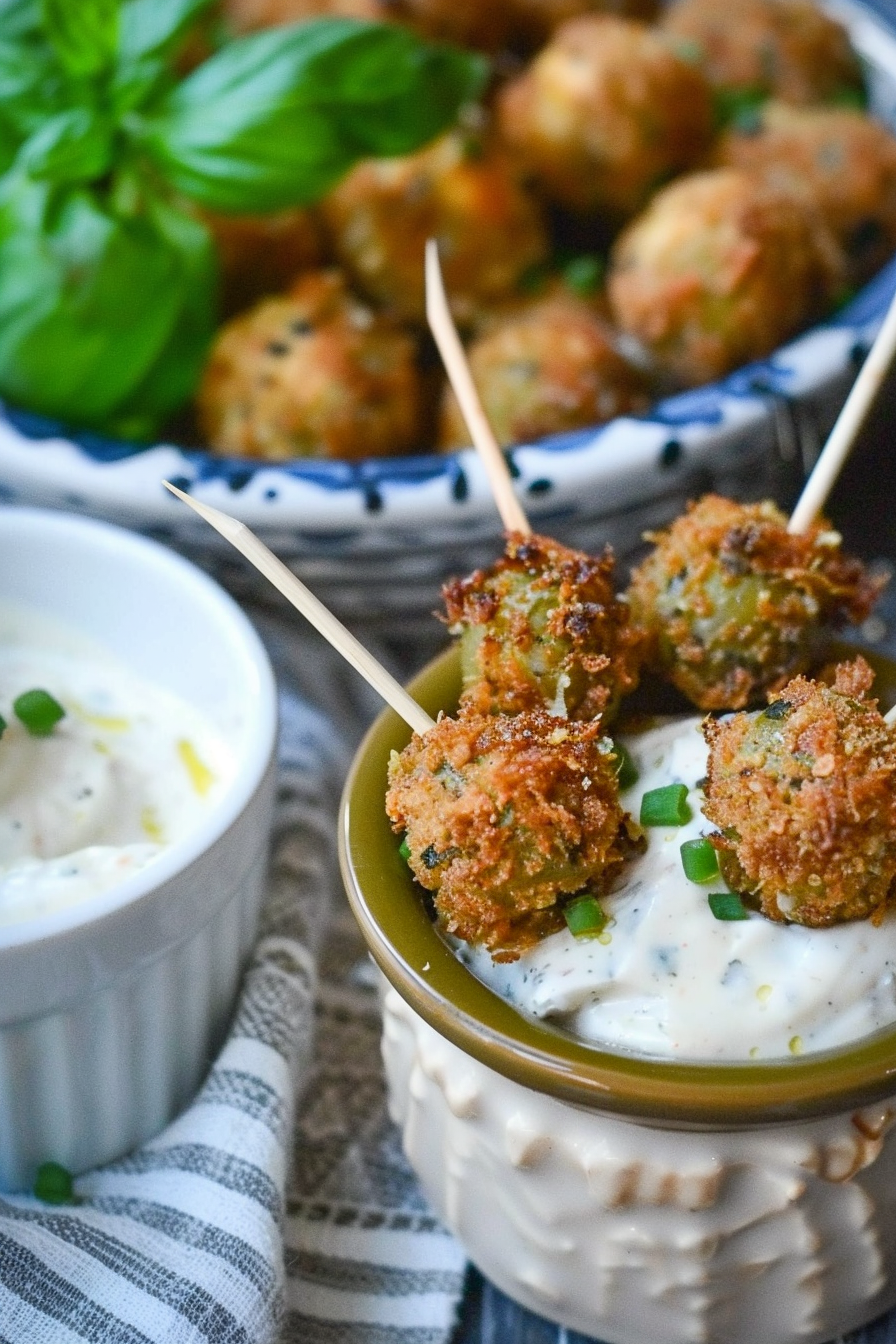 Golden Fried Olives & Creamy Aioli