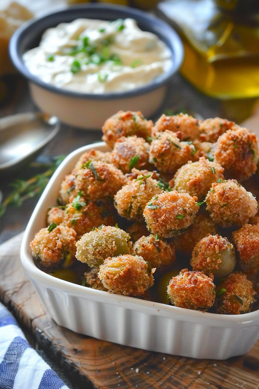 Golden Fried Olives & Creamy Aioli