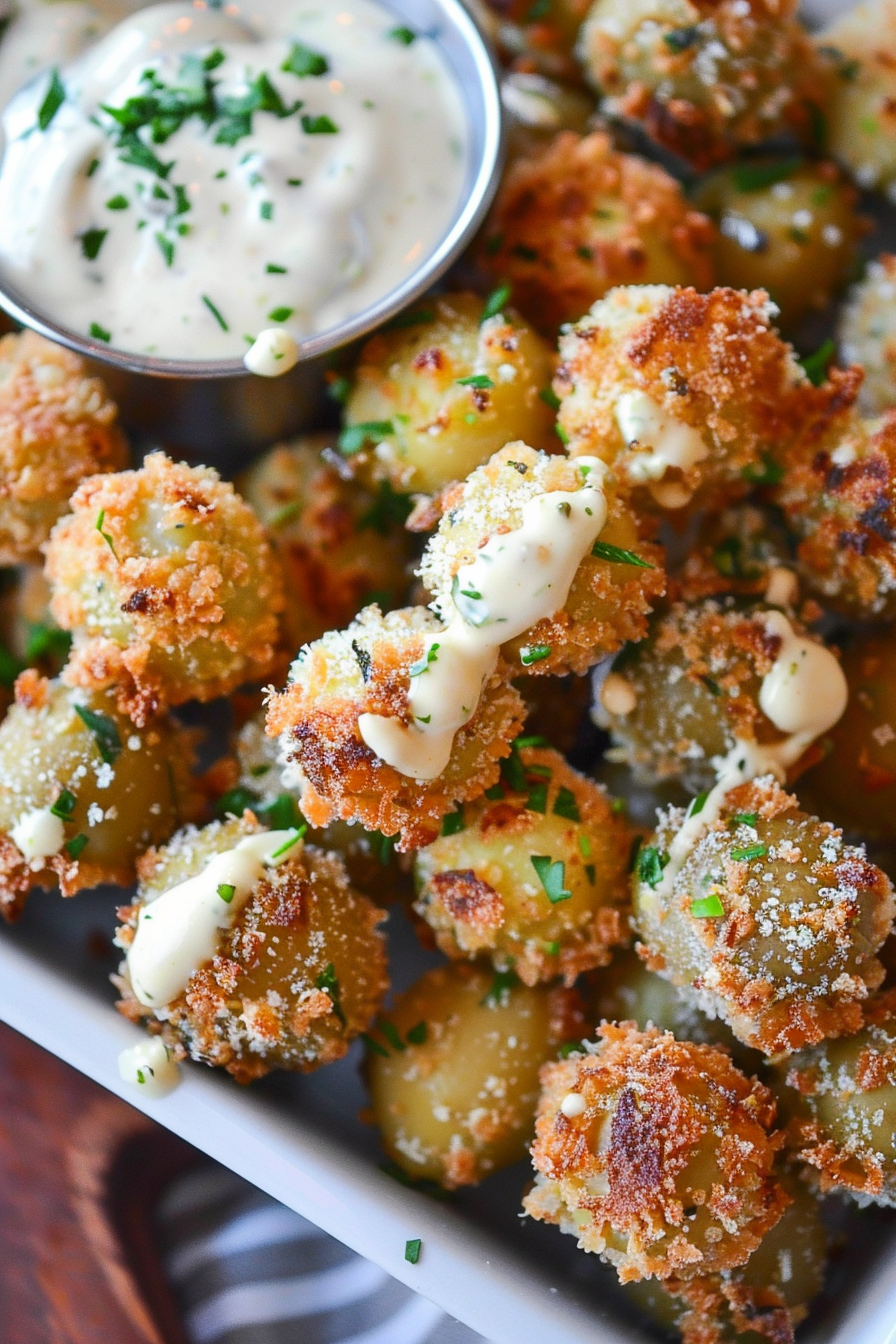 Golden Fried Olives & Creamy Aioli