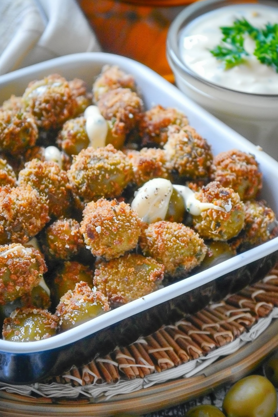 Golden Fried Olives & Creamy Aioli