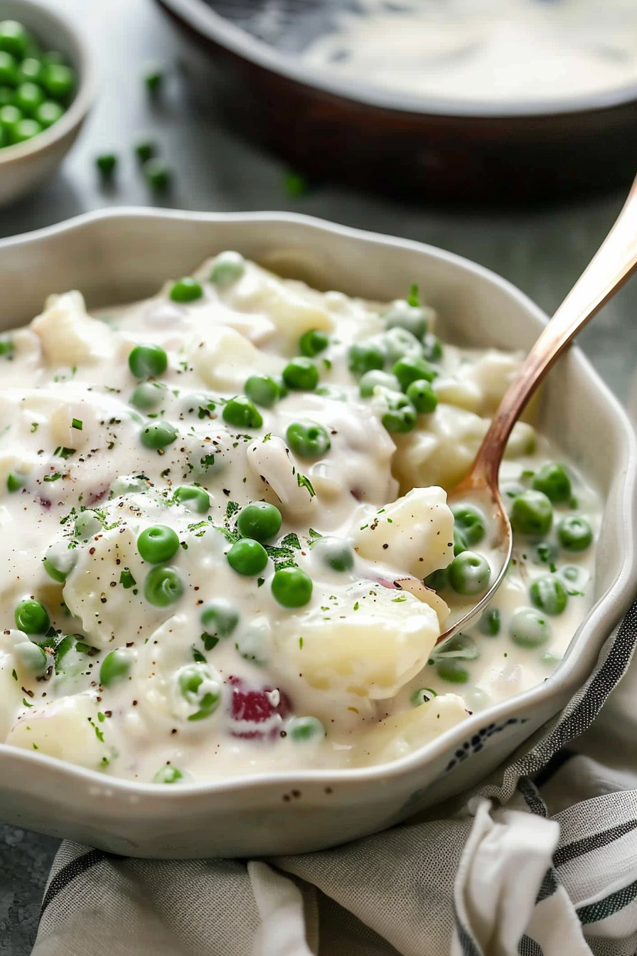 Classic Creamed Potatoes and Peas