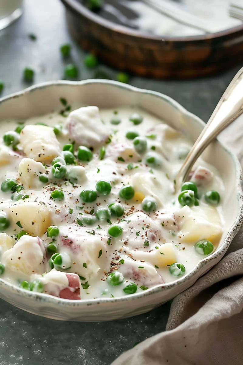 Classic Creamed Potatoes And Peas