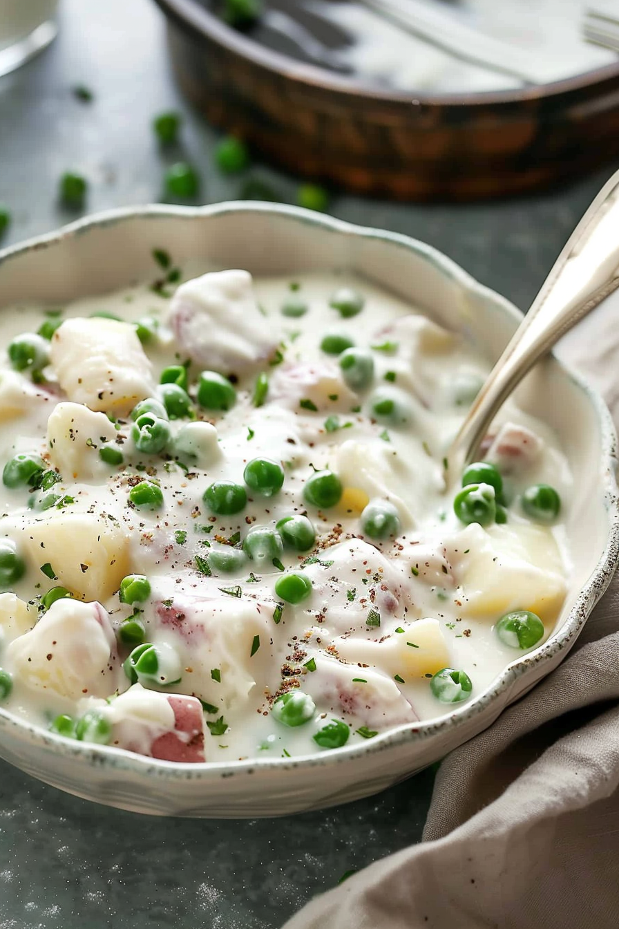 Classic Creamed Potatoes and Peas