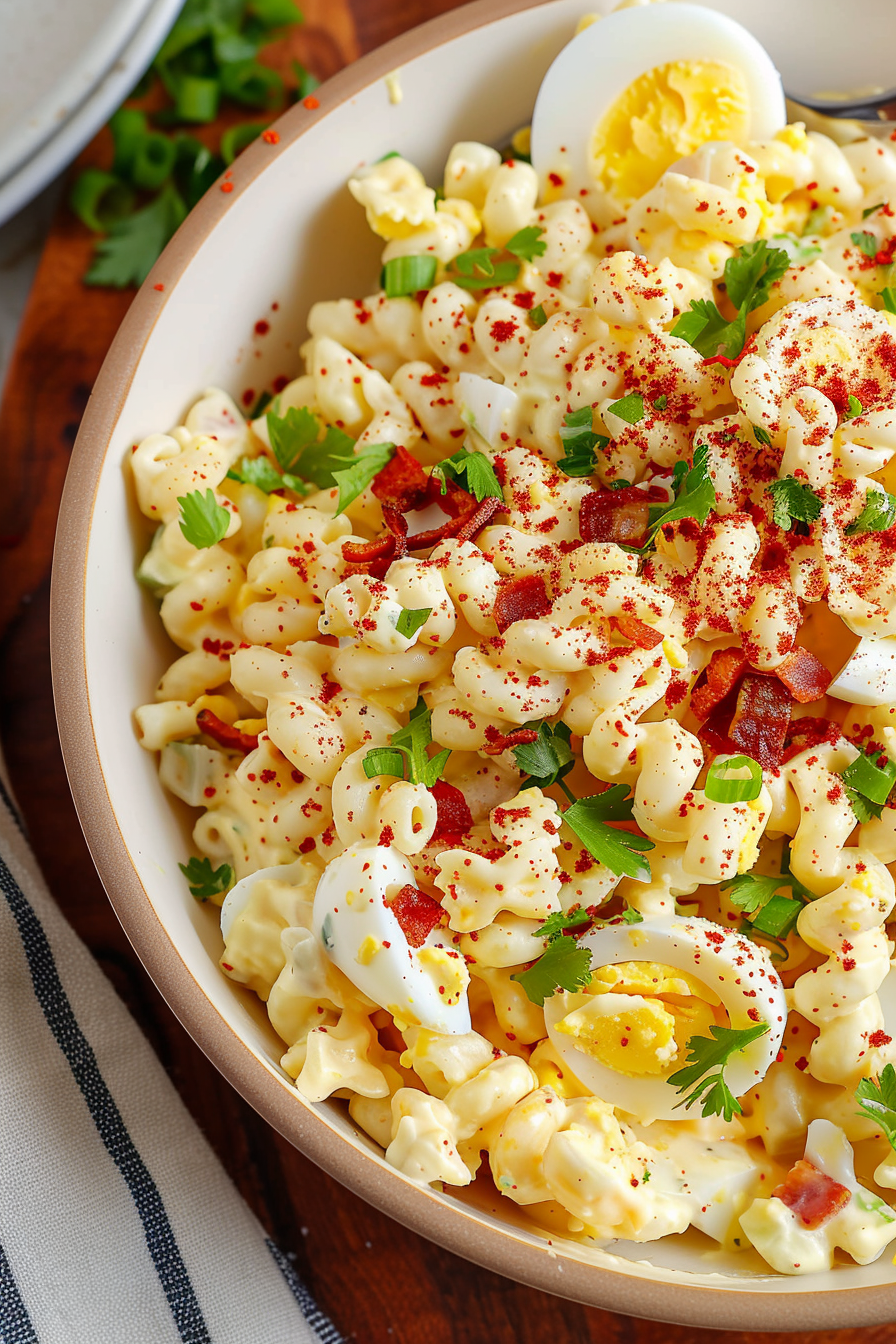 Classic Deviled Egg Twist Pasta Salad