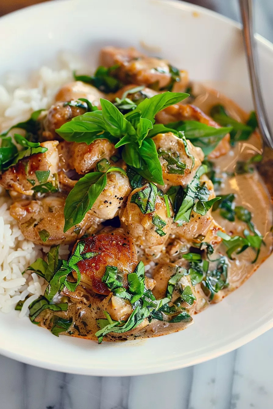 Creamy Coconut Curry Basil Chicken